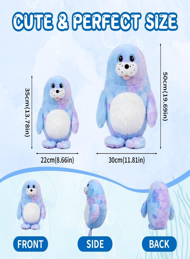 وسادة DYBFONO Chubby Blob Seal، وسادة قطيفة ناعمة متعددة الألوان على شكل فقمة، ألعاب حيوانات محشوة على شكل محيط لمحبي المحيط، هدية فريدة للأطفال. (13.78 بوصة). - Image 2